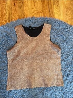 Itsu Textured Metallic Metallic Beige Sleeveless Shell Top Size M Petite Y2K